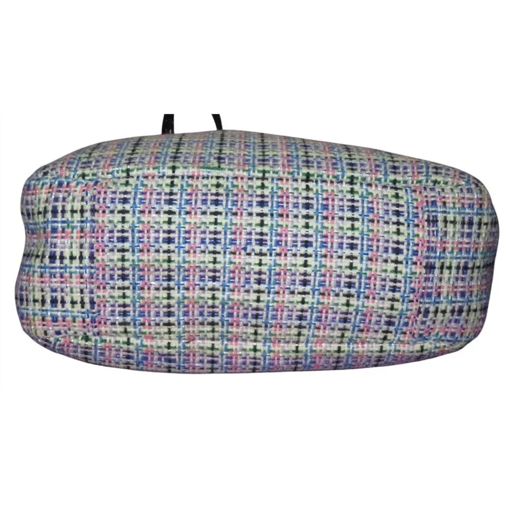 Coach 2011 Gallery Herringbone Tweed & Patent Leather tote in Pink, Blue & Black